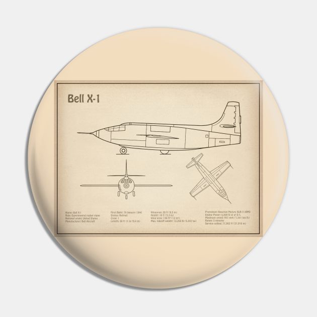 Bell X-1 - Airplane Blueprint - SD Pin by SPJE Illustration Photography