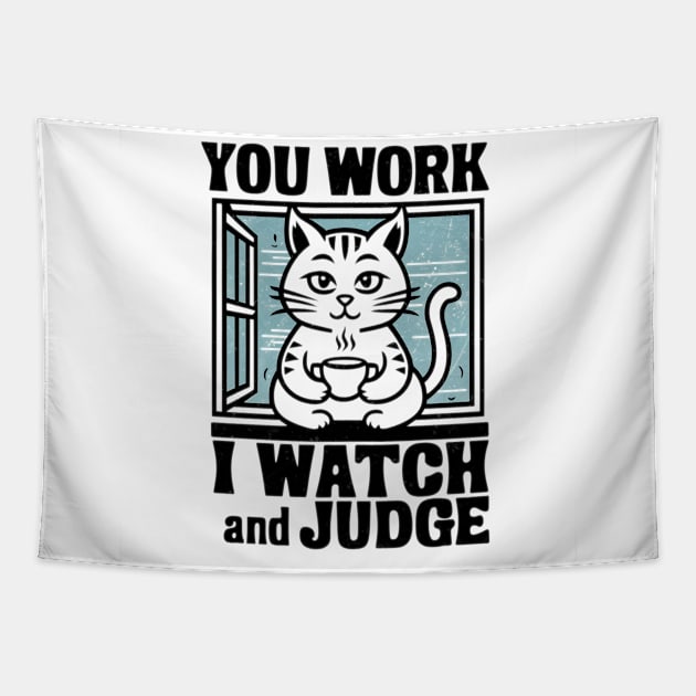 Cat funny design Tapestry by Fudz design