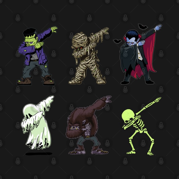 Dabbing Halloween Creatures Skeleton Zombie Dab by vo_maria