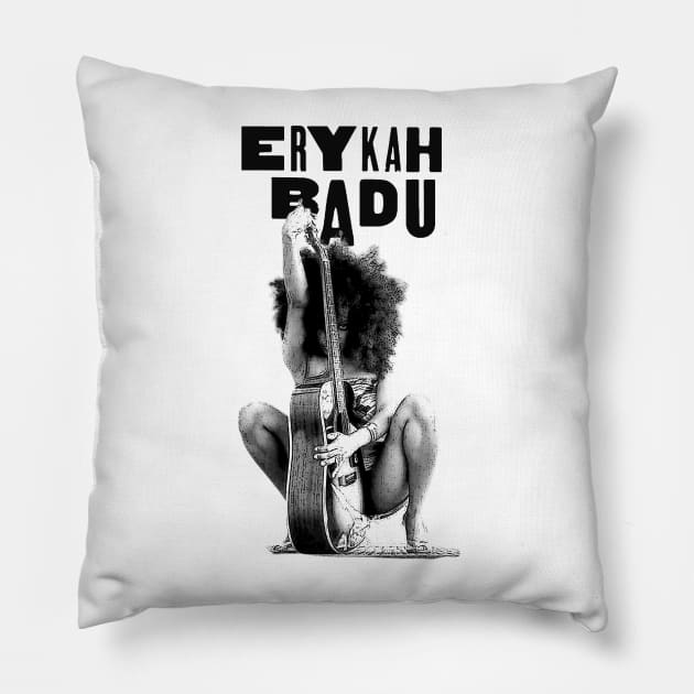 Erykah Badu | Vintage RNB Black White Pillow by Wkenca Barada