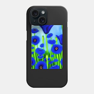 STUNNING BLUE POPPIES ON A LIGHT BLUE BACKGROUND Phone Case