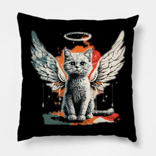 Cute cat with Angel's wings painted Pillow