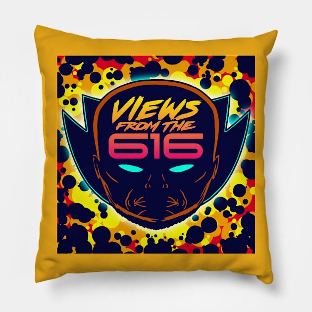 The Orange & Blue Views From The 616 Logo Pillow by ForAllNerds