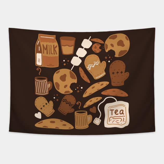 Holiday Comfort Cookies and Hot Drinks Tapestry by aaalou