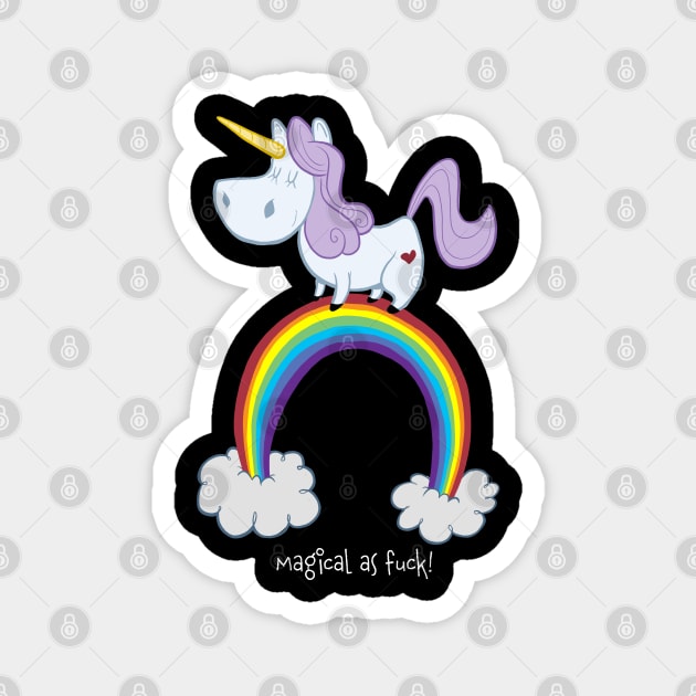 Unicorn Magical as Fuck! Dark Shirts Magnet by JasonHWilliams