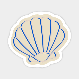 Blue and tan clam shell outline Magnet