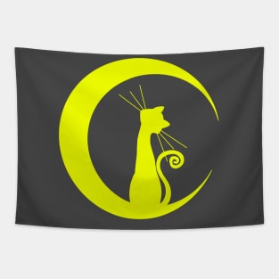 Yellow moon cat Tapestry