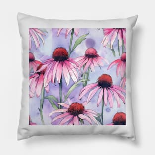 Watercolor Wildflower Purple Coneflower Pattern 1 Pillow