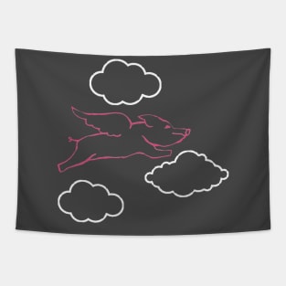 Flying Pig and Clouds Tapestry