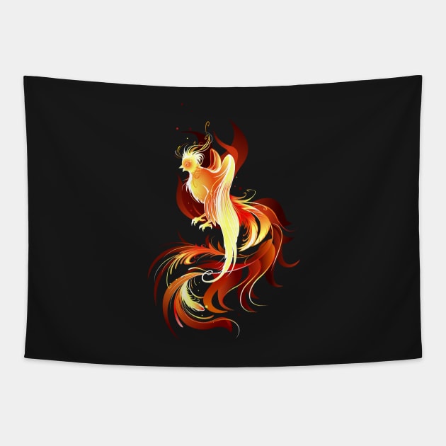 Fiery Bird ( Fire Phoenix ) Tapestry by Blackmoon9