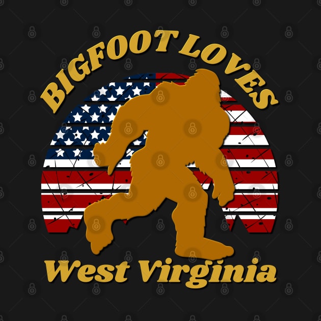 Bigfoot loves America and West Virginia too by Scovel Design Shop