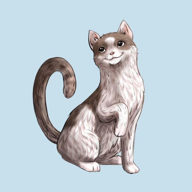 White and Gray Calico Cat Pet Portrait by PaperRain