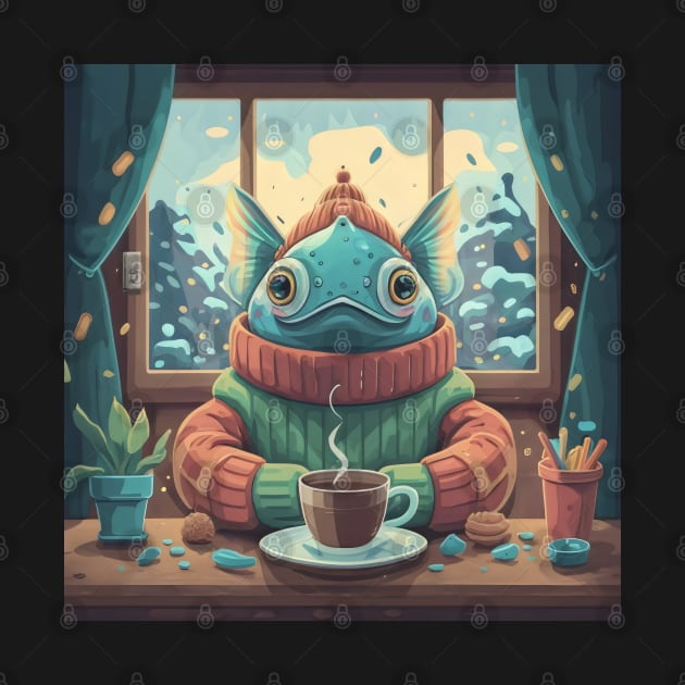 Coffee addict fish by Spaceboyishere