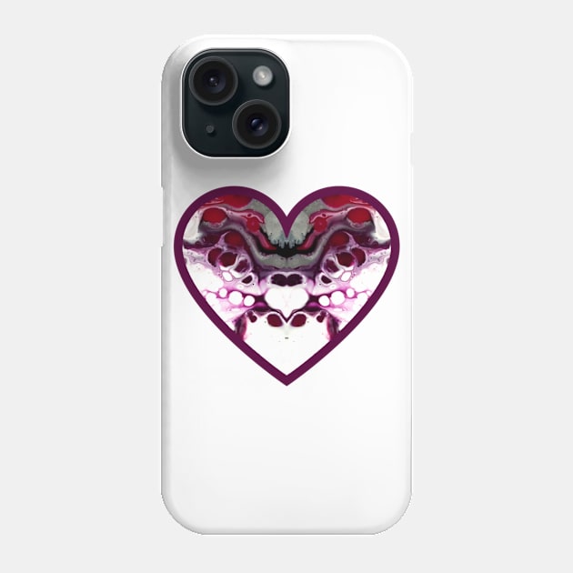 Purple/Pink/Red Paint Pour Heart Phone Case by Designs_by_KC