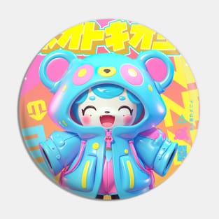 AKBLM - RAINBOW NIJI 虹 KUMA IS HAPPY ABOUT TSUYU SEASON 梅雨 | COLORFUL POP ART ANIME STYLE Pin