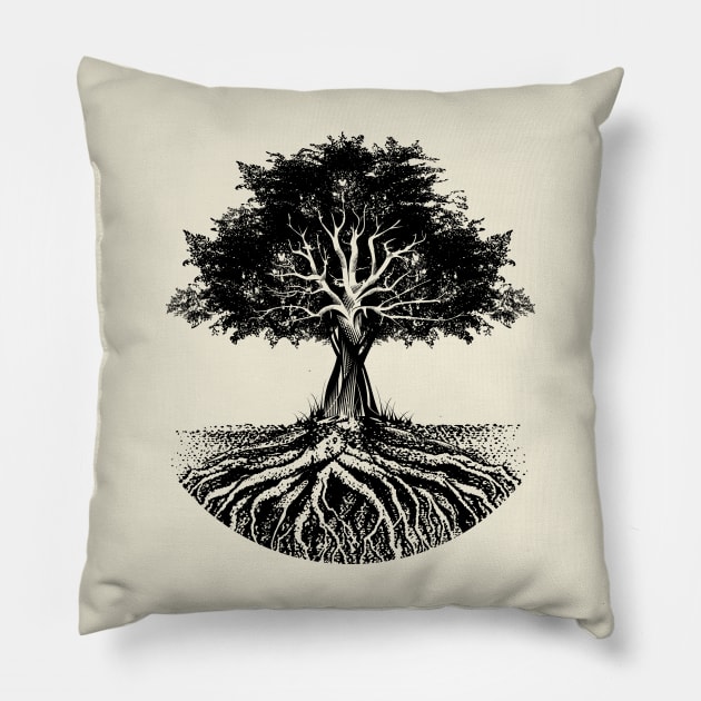 Tree Art Drawing Pillow by michony