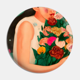 Women with Flowers Pin