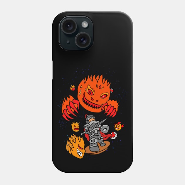 Knight battle with monsters color Phone Case by Andrew Hau