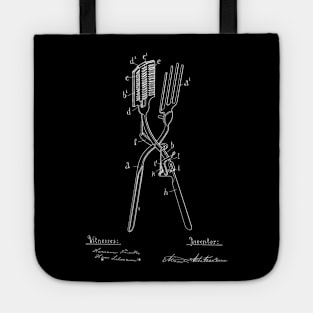 Curling Tongs Vintage Patent Hand Drawing Tote