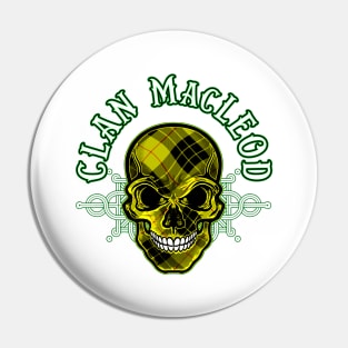 Scottish Clan MacLeod Tartan Celtic Skull Pin