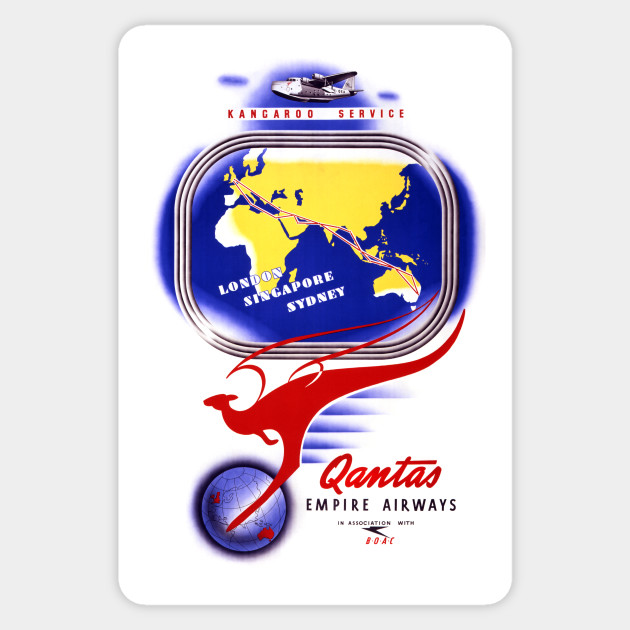 Vintage Travel Poster Kangaroo Service Australia Australia Sticker Teepublic