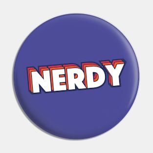 Retro Nerdy Word Art with Stripes Pin