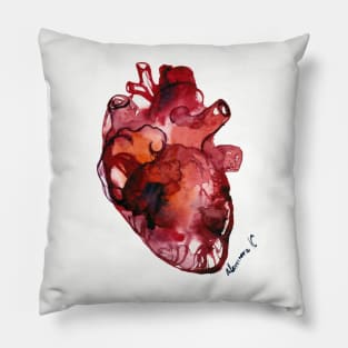 Anatomical Heart Watercolor Pillow