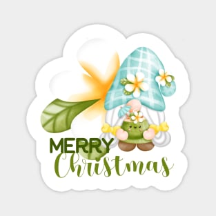 Merry Christmas Gnome With Flower Magnet