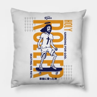 Funny Holy Roller Skateboarding Jesus // Grinding for God, Skating His Path // Christian Humor Jesus Joke Pillow