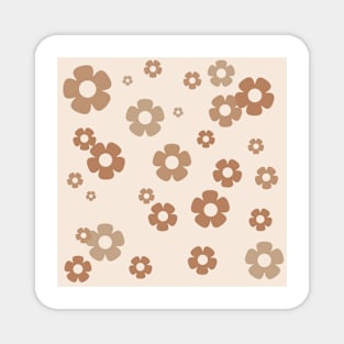 Retro Flowers Neutral Magnet