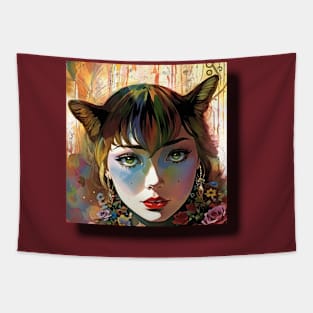 Cat Woman face Tapestry