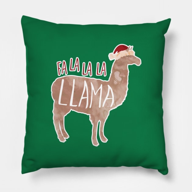 Fa la la la Llama - punny Christmas design Pillow by HiTechMomDotCom