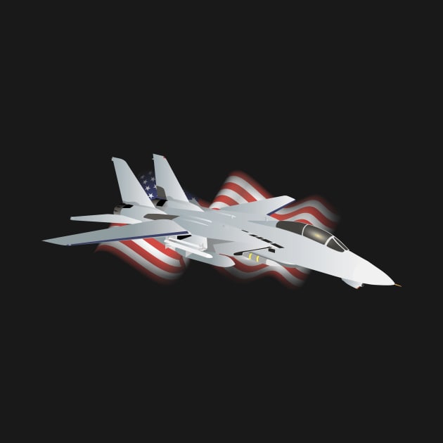 F-14 Jet Fighter with American Flag by NorseTech