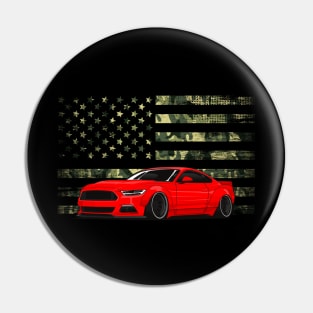 Patriotic American Flag V8 Muscle Car Pony Mustang Pin