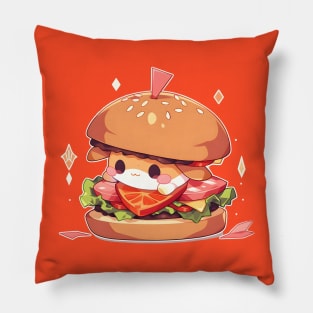 Super Kawaii Chibi Burger Kun - Cute Food Art Pillow