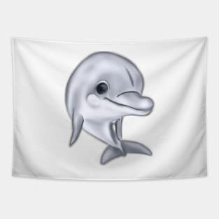 Cute Dolphin Drawing Tapestry