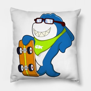 Shark as Skater with Skateboard Pillow