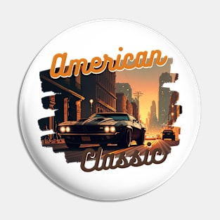 American Classic Car Inspired by the Chevy Camaro Pin