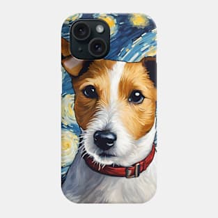 Cute Jack Russell Terrier Dog Breed Painting in a Van Gogh Starry Night Art Style Phone Case