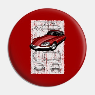 The iconic french car with blueprint background Pin