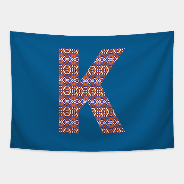 Monogram Letter K- geometric pattern Tapestry by RinaMosaics