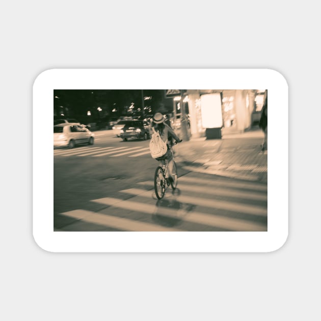 Girl on Bicycle Magnet by cinema4design