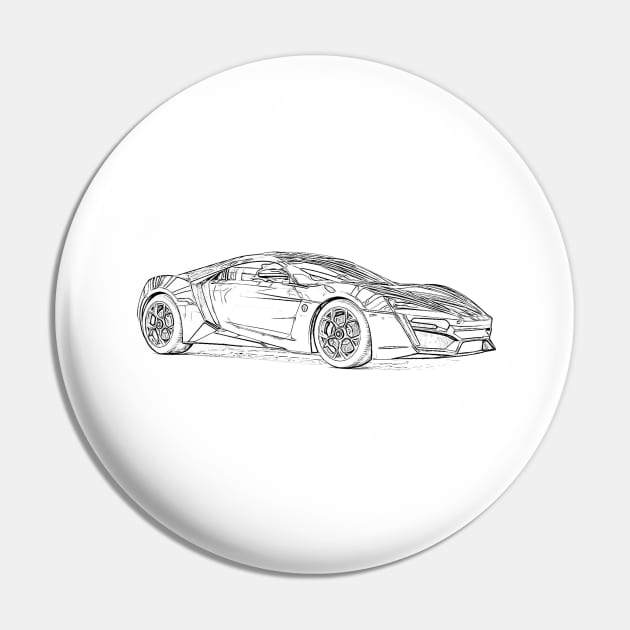 Lykan Hypersport Supercar Racing Wireframe Pin by Auto-Prints