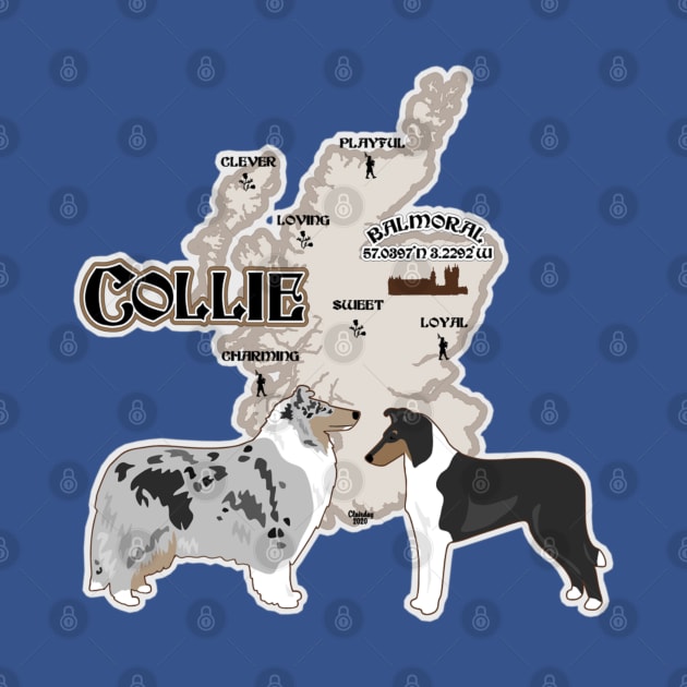 Collie Rough and Smooth Map of Scotland by PB&J Designs