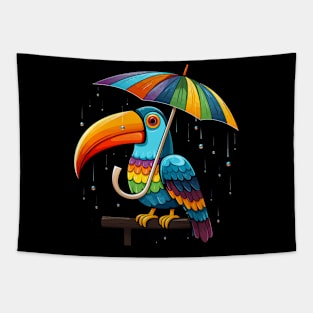 Toucan Rainy Day With Umbrella Tapestry
