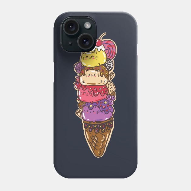 Ice cream cats Phone Case by Norse Dog Studio