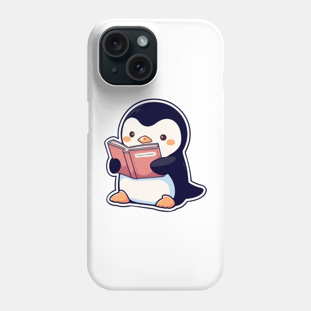 Cute Bookish Penguin Phone Case by Retroprints