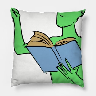 Alien reading a book Pillow