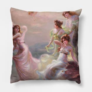 The Dance of the Nymphs and Cupid by Edouard Bisson Pillow