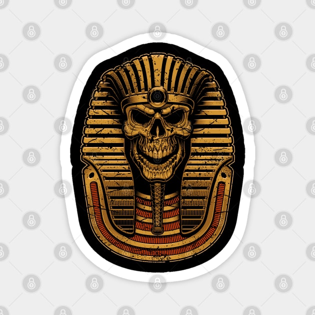 Golden Pharaoh Skull Magnet by RockabillyM